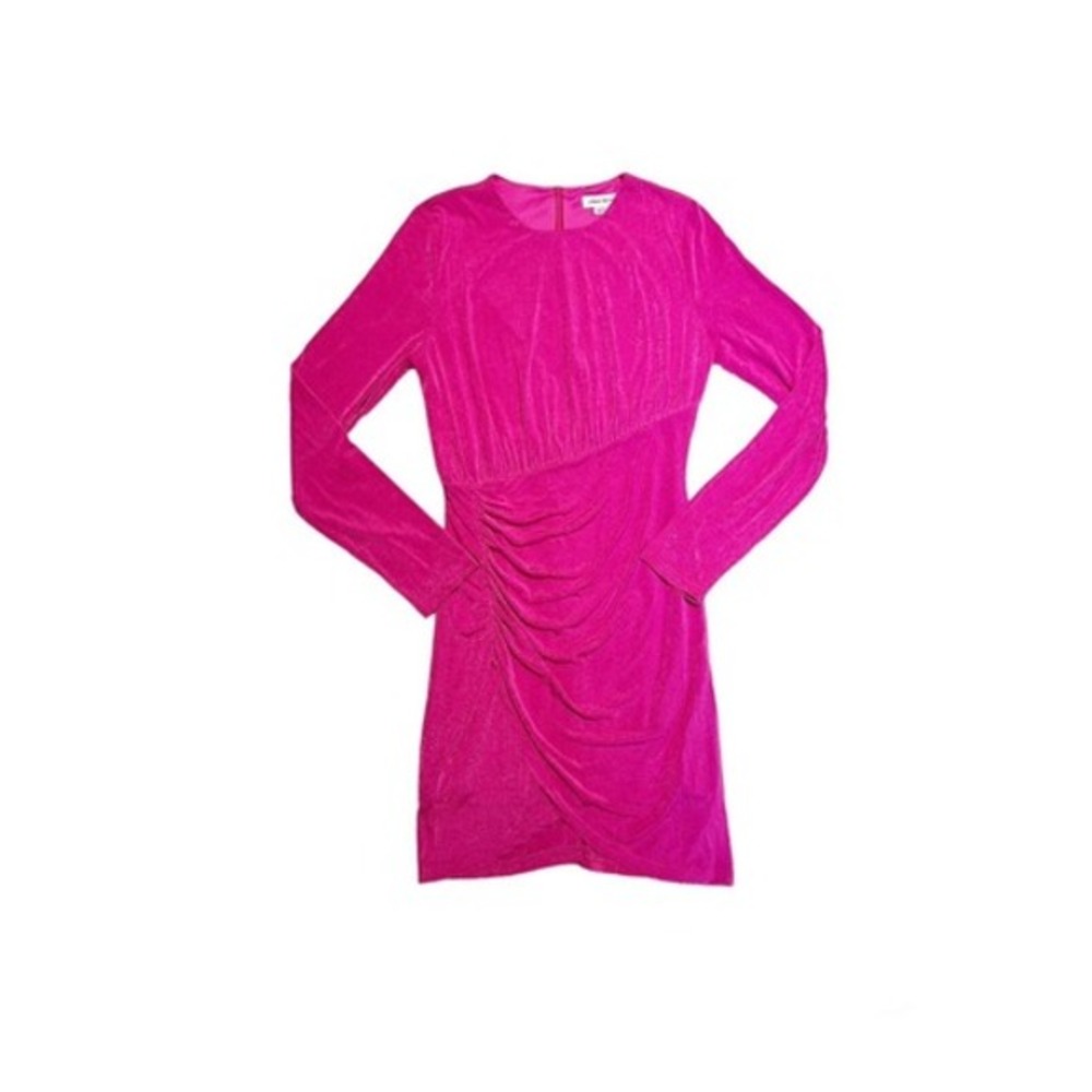 ASOS Urban Revivo Pink Long Sleeve Slinkyβ Mini Ruched Side Dress Size 6